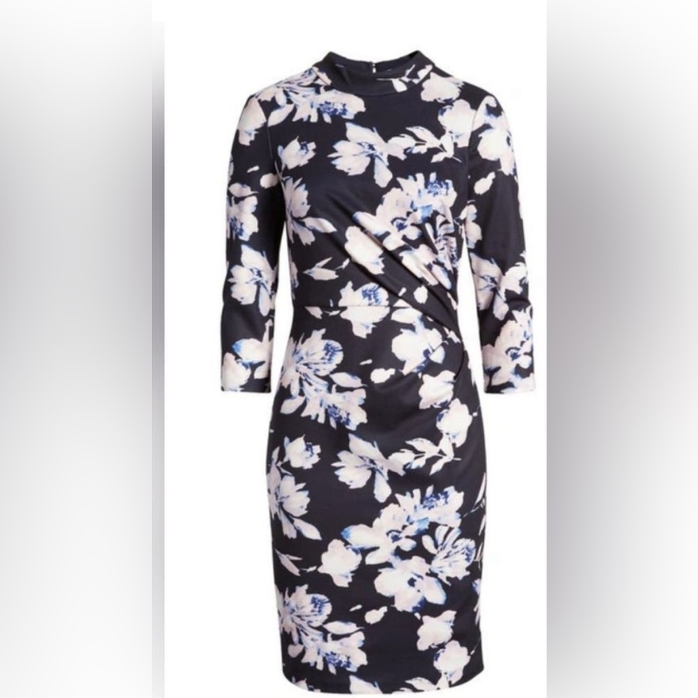 Eliza J Floral Mock Neck Sheath Cutout Back Dress Size 6  NWT